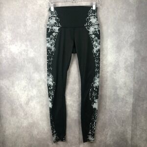 Alo Yoga Leggings Pants Womens XS Gray White‎ Abstract Pattern Full Length